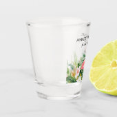 Watercolor Tropical Floral Flamingo Wedding Schnapsglas (Links)