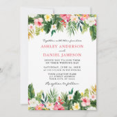 Watercolor Tropical Floral Greenerity Wedding Pk Einladung (Vorderseite)