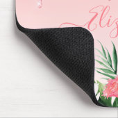 Watercolor Tropical Floral Pink Blush Glitter Mousepad (Ecke)