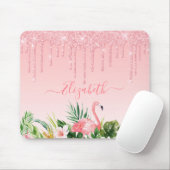 Watercolor Tropical Floral Pink Blush Glitter Mousepad (Mit Mouse)