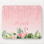 Watercolor Tropical Floral Pink Blush Glitter Mousepad (Vorne)