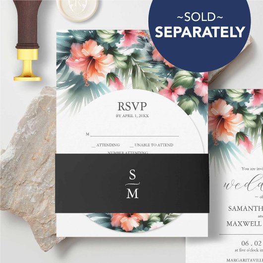 Watercolor Tropical Flowers and Greenery Wedding Einladung