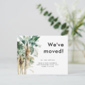 Watercolor Tropical Foliage We've Moved Postkarte (Stehend Vorderseite)