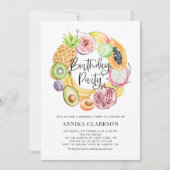Watercolor Tropical Fruits Summer Birthday Party Einladung (Vorderseite)