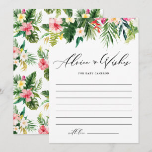 Watercolor Tropical Garland Well Wish for Baby Hinweiskarte