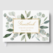 Watercolor Tropical Green Eucalyptus Leaves Gästebuch (Vorderseite)