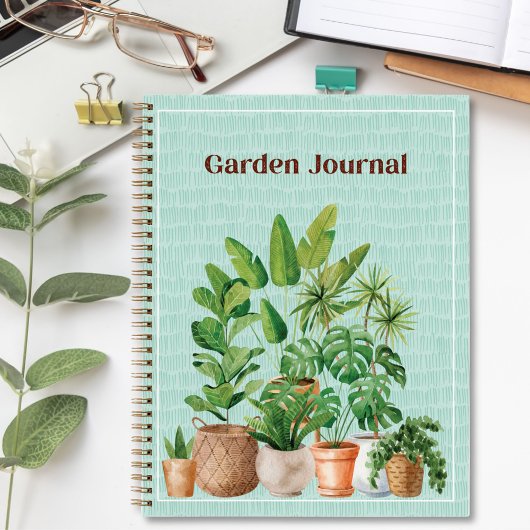 Watercolor Tropical Houseplant Garden Journal Notizblock