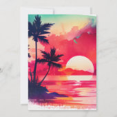Watercolor Tropical Island Sunset Wedge Einladung (Rückseite)
