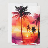 Watercolor Tropical Island Sunset Wedge Einladung (Rückseite)