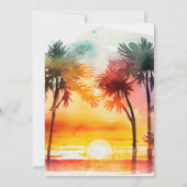 Watercolor Tropical Island Sunset Wedge Einladung (Rückseite)