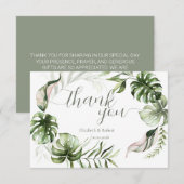 Watercolor Tropical Leaves Greenery  Dankeskarte (Vorne/Hinten)
