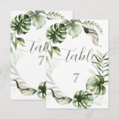 Watercolor Tropical Leaves Greenery  Einladung (Vorne/Hinten)