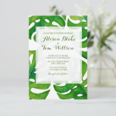 Watercolor tropical leaves wedding einladung (Stehend Vorderseite)