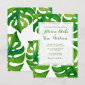 Watercolor tropical leaves wedding einladung (Vorne/Hinten)