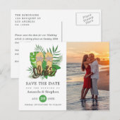Watercolor Tropical Luau Aloha Wedding Foto Postkarte (Vorne/Hinten)