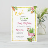 Watercolor Tropical Luau Birthday Party Einladung (Stehend Vorderseite)