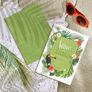 Watercolor Tropical Luau LuWOW! Grüne ID577 Einladung