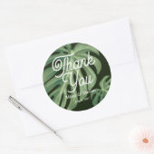 Watercolor Tropical Monstera Wedding danke Runder Aufkleber (Umschlag)