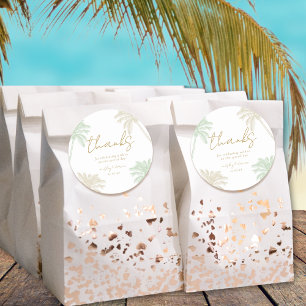 Watercolor Tropical Palm Boho Wedding Vielen Dank Runder Aufkleber