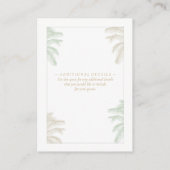 Watercolor Tropical Palm Tree Boho Hochzeiten Deta Begleitkarte (Rückseite)