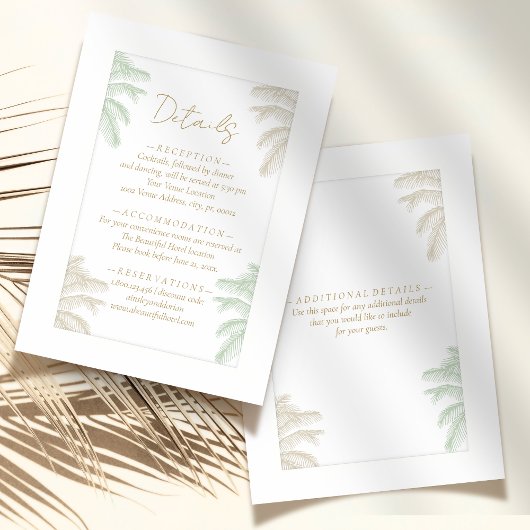 Watercolor Tropical Palm Tree Boho Hochzeiten Deta Begleitkarte