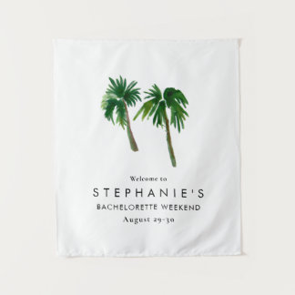 Watercolor Tropical Palm Trees  Bachelorette    Wandteppich
