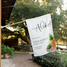 Watercolor Tropical Pineapple Aloha Graduation