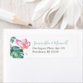 Watercolor Tropical Pink Flamingo Address Labels (Insitu)