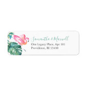 Watercolor Tropical Pink Flamingo Address Labels (Vorne)