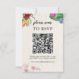 Watercolor Tropical QR Wedding Scan to UAWG RSVP Karte