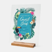 Watercolor Tropical Sign Guest Book Aquamarin ID57 Acrylschild (Winkel)