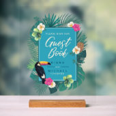 Watercolor Tropical Sign Guest Book Aquamarin ID57 Acrylschild (Neutral)