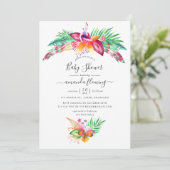 Watercolor Tropical Summer Beach Baby Dusche Einladung (Stehend Vorderseite)