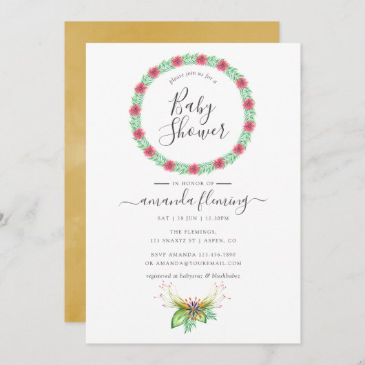 Watercolor Tropical Summer Beach Baby Dusche Einladung (Vorne/Hinten)