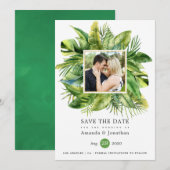 Watercolor Tropical Summer Beach Wedding Foto Save The Date (Vorne/Hinten)