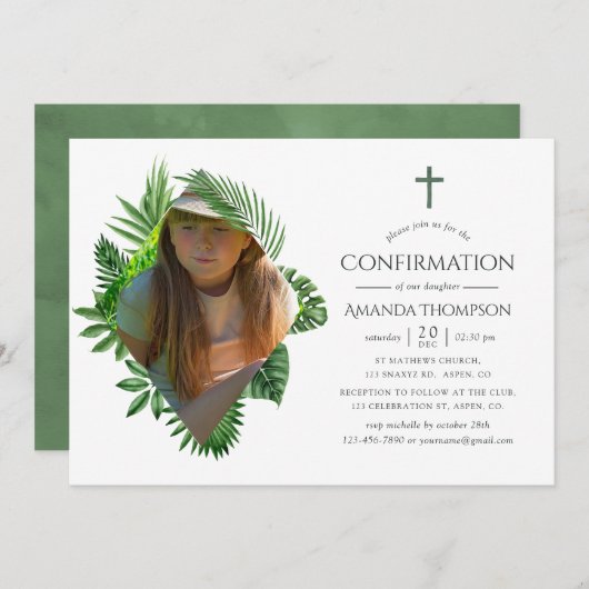 Watercolor Tropical Summer Confirmation Einladung (Vorne/Hinten)