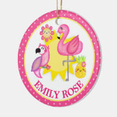 Watercolor Tropical Summer Flamingo & Parrot Keramik Ornament (Links)