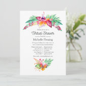 Watercolor Tropical Summer Virtual Baby Dusche Einladung (Stehend Vorderseite)