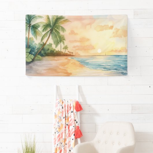 Watercolor Tropical Sunset Banner (Insitu)