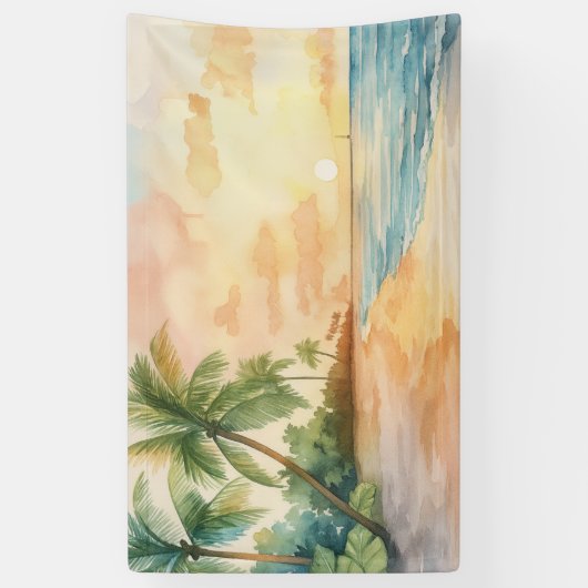 Watercolor Tropical Sunset Banner (Vertikal)