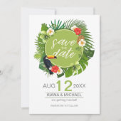 Watercolor Tropical w/Toucan Green ID577 Save The Date (Vorderseite)