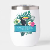 Watercolor Tropical w/Toucan Wedding Aquamarin ID5 (Vorderseite)