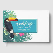Watercolor Tropical w/Toucan Wedding Aquamarin ID5 Gästebuch (Vorderseite)