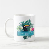 Watercolor Tropical w/Toucan Wedding Aquamarin ID5 Kaffeetasse (Links)