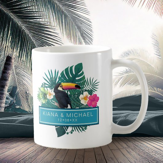Watercolor Tropical w/Toucan Wedding Aquamarin ID5 Kaffeetasse