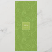 Watercolor Tropical w/Toucan Wedding Green ID577 Menükarte (Rückseite)