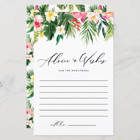 Watercolor Tropical Wedding Addon and Wish Card (Vorne/Hinten)