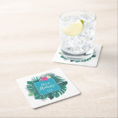 Watercolor Tropical Wedding Dank Aquamariner ID577 Rechteckiger Pappuntersetzer (Vor Ort)