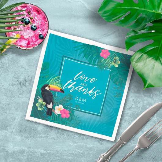Watercolor Tropical Wedding Dank Aquamariner ID577 Serviette