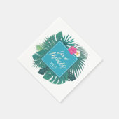 Watercolor Tropical Wedding Dank Aquamariner ID577 Serviette (Ecke)